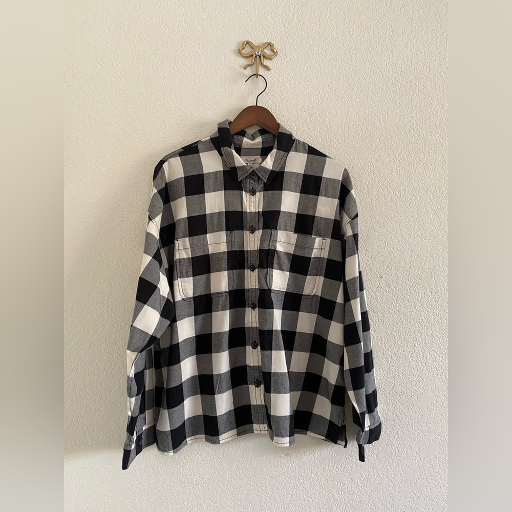 Madewell Women's Size XL Shirt-Jacket in Buffalo Check Big Triple True Black